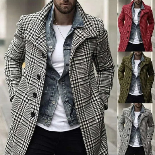 Classic Houndstooth Wool Coat