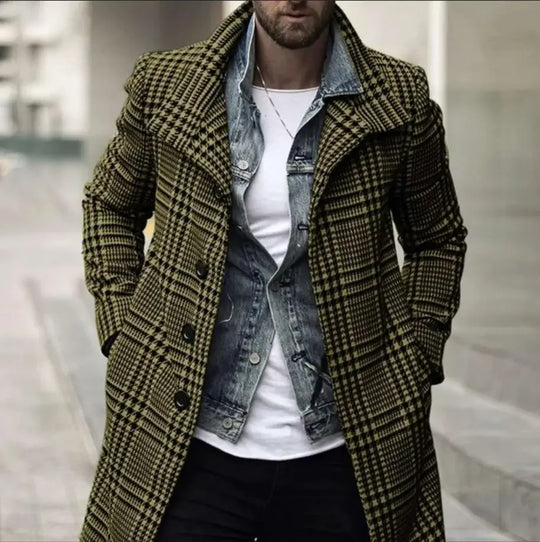 Classic Houndstooth Wool Coat